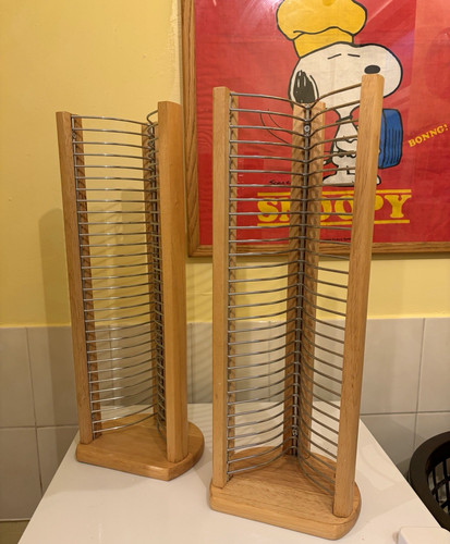 Pair wood metal chrome - wood,