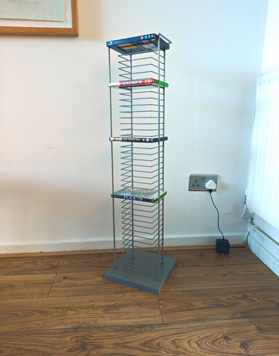 Grey metal freestanding dvd - freestanding,